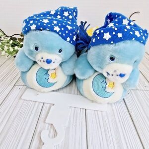Care Bears Vintage Stuffed Toddler Blue Slipper Size M 7-8 NWT